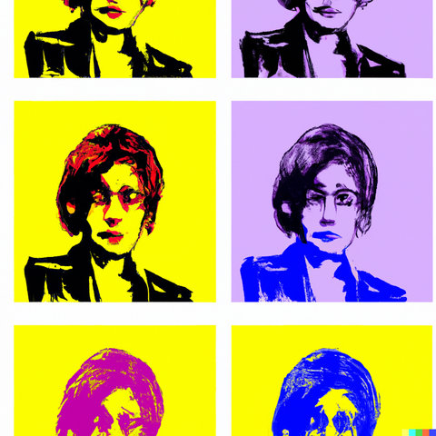 4 Portraits d'Agnès b. à la façon Warhol.