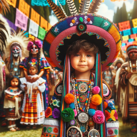 Traditional Native American attire. Children.
