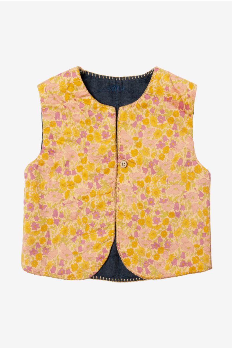 Gilet bébé crème liberty.