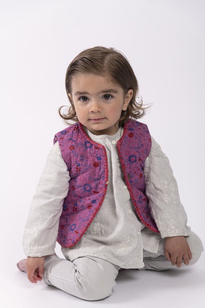 Gilet matelassé bébé quilting liberty rose.