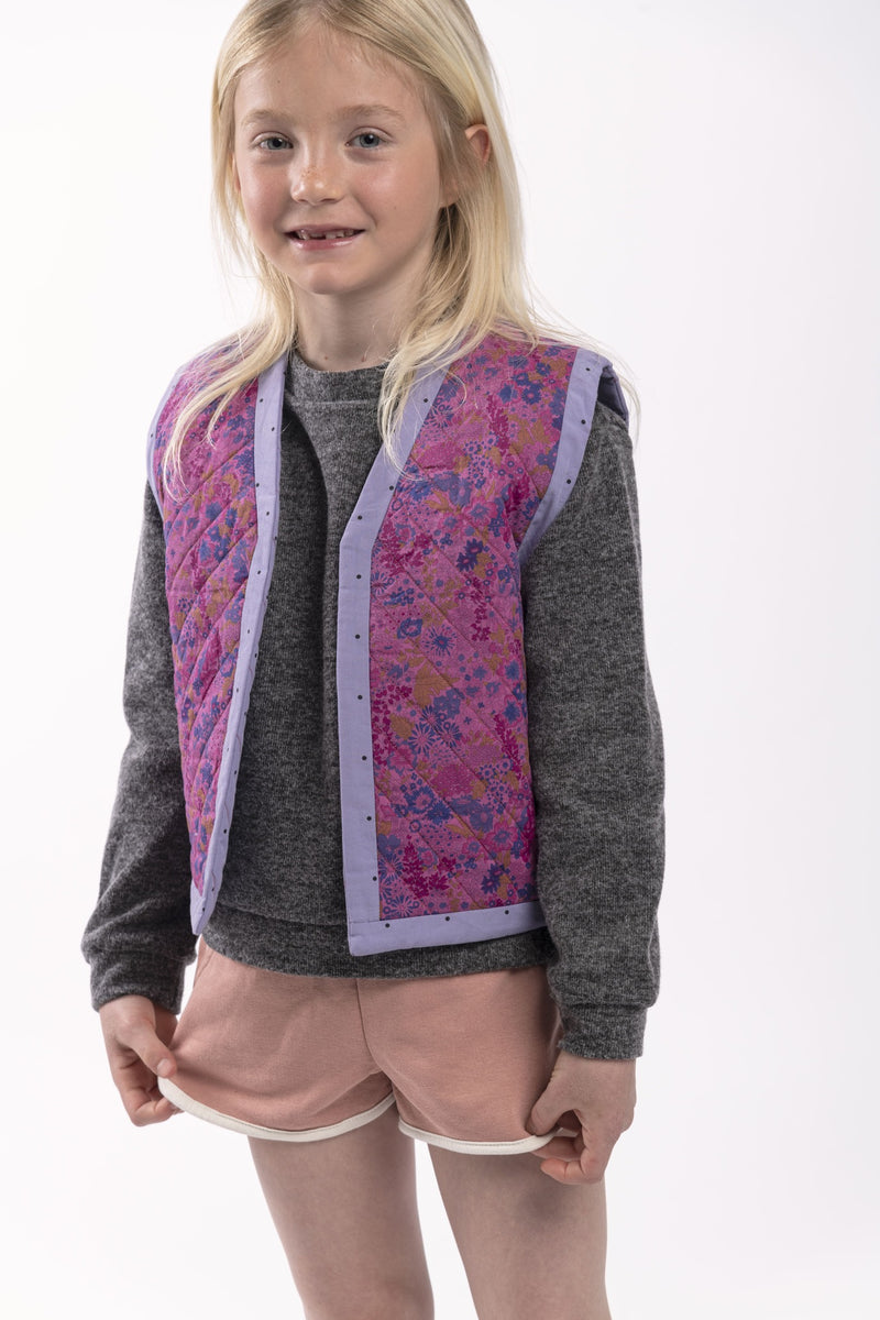 Gilet fille matelassé fuschia en quilting.