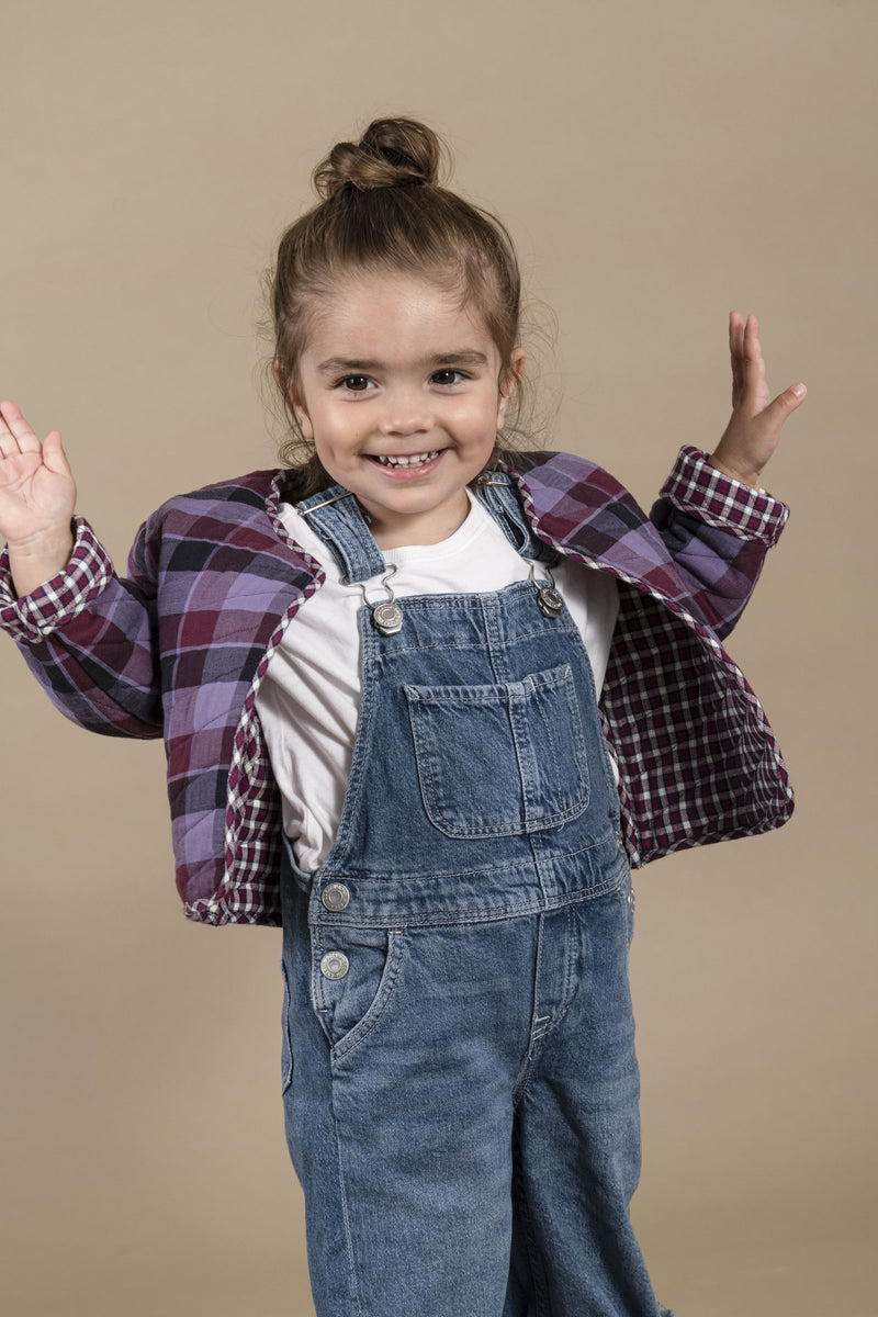 Veste bébé violet-écossais quilt. Azala.